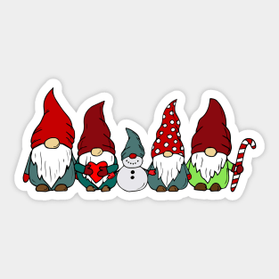 A group of dwarfs and a snowman. Sticker